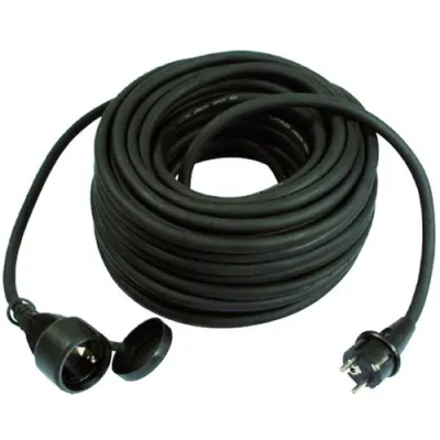 Protec.class Gummi-Verlängerung PGVL 315-5S / 238877 | Verlängerungskabel 5 m | H05RR-F3G1,5 | 230V 16A | IP44 | schwarz