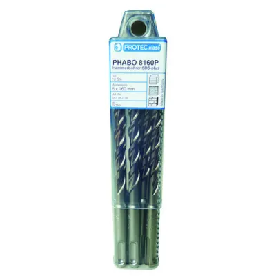 PROTEC.CLASS Hammerbohrer PHABO8160P SDS-Plus 8x160 mm | 2-Schneider | 10er Pack | Power-Breaker | hohe Bohrleistung