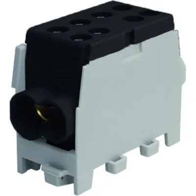 PROTEC Hauptleitungs-Abzweigklemme PHLAK3522SW | 1-polig | 35/25 mm² | Tragschiene 35 mm | VDE | Kunststoff | grau