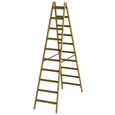 PROTEC.CLASS Holz-Sprossen-Stehleiter PHSPSL10 | 2x10 Sprossen | 2,8 m Höhe | rutschsicher | Abstand 267 mm | natur