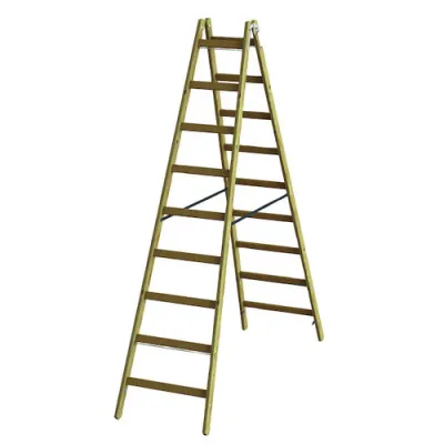 PROTEC.CLASS Stehleiter PHSPSL29 | Holz-Sprossenleiter 2x9 | 2,53m Länge | rutschsicher | Sprossenabstand 267mm | robust
