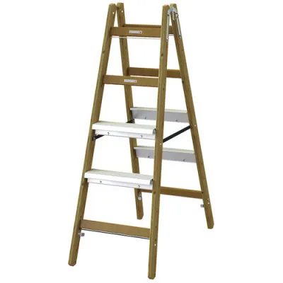 PROTEC.CLASS Stehleiter PHSLAB25 | Aluminium-Stufen beidseitig 2x5 Sprossen | rutschsicher | 1,47m | DIN EN 131