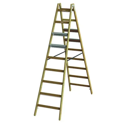 PROTEC.CLASS Stehleiter PHSSLASB29 | Holz-Alu Stufenleiter 2x9 Sprossen | 2,75m | rutschsicher | DIN EN 131