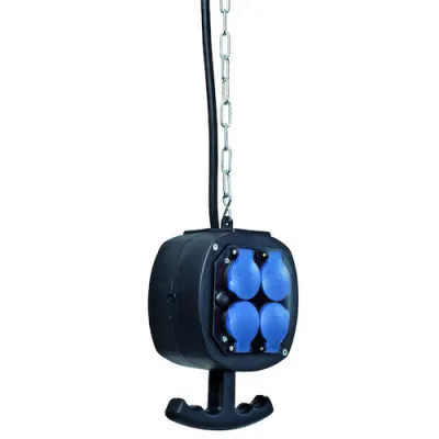 PROTEC.class Hängeverteiler PHV8S | 8x Schuko IP44 | 16A 230V | Spezialkunststoff | 3m Zuleitung | Kette