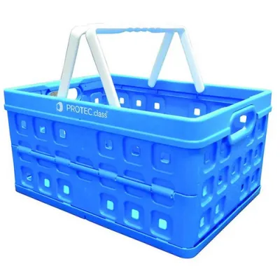 PROTEC.Class Klappbox PKLABO 2 | Faltbox 32 Liter | mit 2 Tragegriffen | stabiler Kunststoff | lebensmittelecht | blau