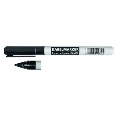 PROTEC.CLASS Kabelmarker PKMP2 | Permanent Marker 2mm | wasserfest | schwarz | für Kunststoff, Metall, Papier | 10 Stück