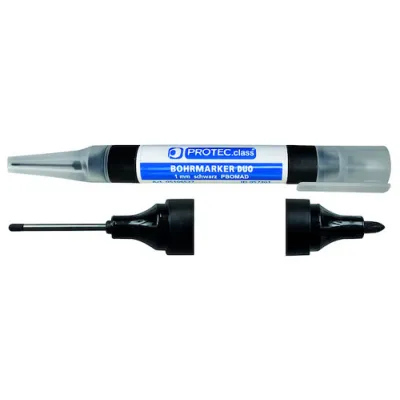 PROTEC.CLASS Bohrmarker DUO PBOMAD | Permanentmarker & Bohrlochmarker | 1mm/1,5-3mm Spitze | wasserfest | 5 Stück