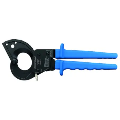 PROTEC.CLASS Ratschenschere PKSMR34F | Kabelschere 34mm | für Kupfer & Aluminium | Einhandbedienung | Softgriff