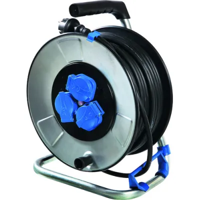 PROTEC.CLASS Kabeltrommel PKTS40 | 40m | H07RN-F 3G1,5 | Stahlblech | 3x Schutzkontaktsteckdosen IP44 | Outdoor
