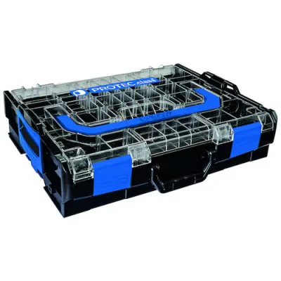 PROTEC.CLASS Systemkoffer PLBOXXT 102 | Werkzeugkoffer | stapelbar | 25 kg Tragkraft | ABS Kunststoff | transparent