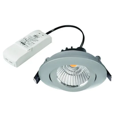PROTEC.CLASS LED-Einbaudownlight 8,5W | 640 lm | 3000K warmweiß | dimmbar | schwenkbar | Ø82 mm | silber