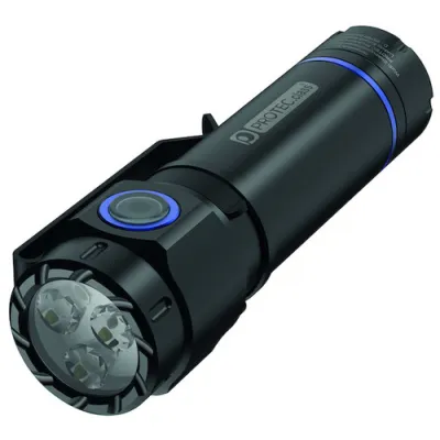 PROTEC.CLASS LED Taschenlampe PLEDTL | Li-Ion Akku USB-C | Aluminiumgehäuse | 10h Leuchtdauer | Magnet-Clip