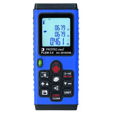 PROTEC.CLASS Laser-Entfernungsmesser PLEM 2.0 | 60 m Reichweite | Flächen- & Volumenmessung | ±1,5 mm Genauigkeit