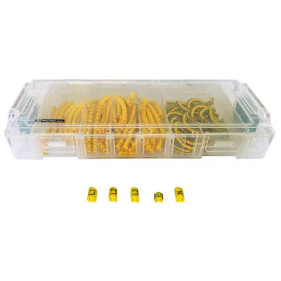 PROTEC.CLASS Markierungsbox PMPHS 1000 Stück | Kabelmarkierer Phase gelb | 1,3-3,0 mm Ø | UV-beständig | flammwidrig