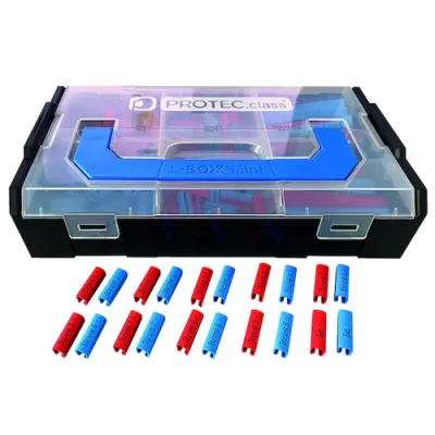 PROTEC.CLASS PV Stringkabel-Markierungsclip PMPVNS3 | 60 Stück | rot/blau | Ø 6-7,2 mm | UV-resistent | SNAP-Befestigung
