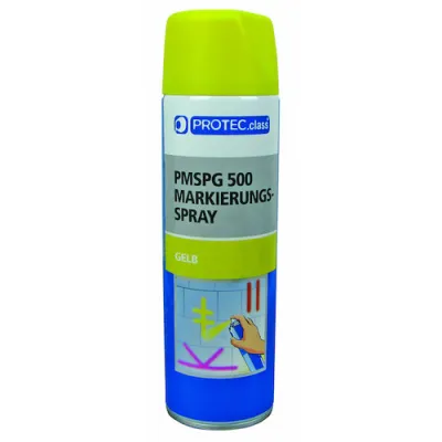 PROTEC.Class Markierungsspray PMSPG 500 | leuchtgelb 500ml | schnelltrocknend | wetterfest | für Beton, Asphalt, Holz