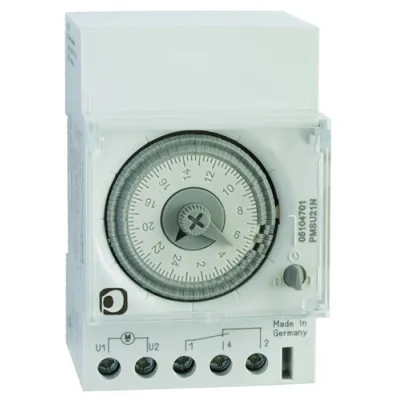 PROTEC.CLASS Tages-Zeitschaltuhr PMSU21N | 1 Kanal Wechsler | Analog | 24h Programm | DIN-Schiene | 230V | IP30