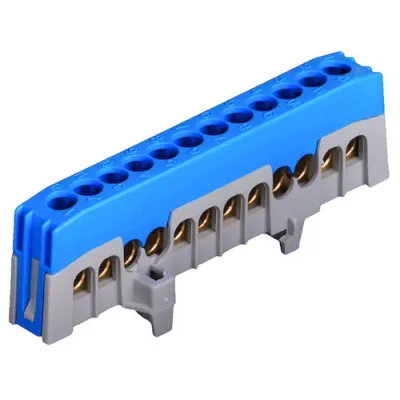 PROTEC.CLASS Nullleiterklemme PNLK 1216 | DIN-Tragschiene | 12-fach | 16 mm² | Messing | 63A | Polyamid | Schraubklemme