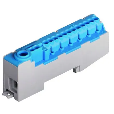 PROTEC.CLASS Nullleiterklemme PNLKS 15 | 15-fach steckbar | für DIN-Tragschiene | 80A | 500V | fingersicher | blau