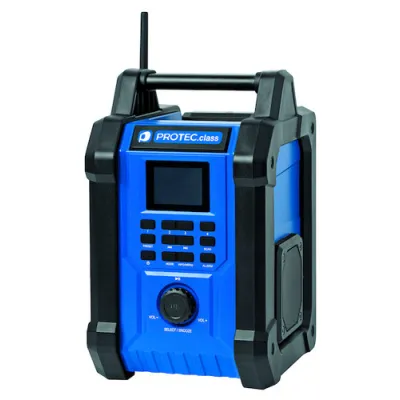 PROTEC.CLASS Akku-Baustellenradio DAB+ FM | Bluetooth 5.3 | 2x15W Stereo | IP54 | USB-Ladefunktion