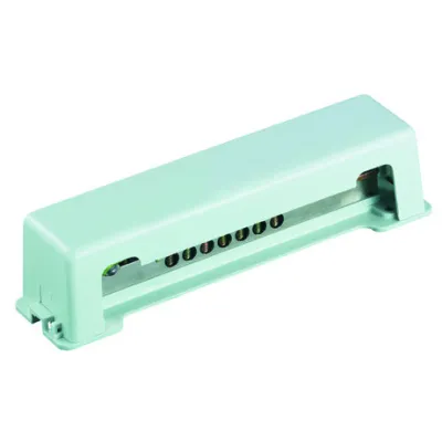 PROTEC.CLASS Potentialausgleichsschiene PPAS | 7 Leiter bis 25mm² | Blitzstrom 100kA | Messing vernickelt | grau