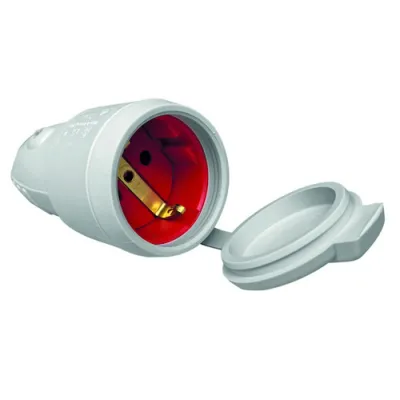 PROTEC.class Gummikupplung PPKU20 SK 16A | Schutzkontakt IP44 | 2+PE | Schraubklemme | Zugentlastung | grau