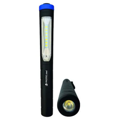 PROTEC.CLASS LED Penlight PPLAKKU | Akku USB 2in1 | 4,5W & 1,5W | 120 lm | 5h Leuchtdauer | Magnet | 170mm | Schwarz