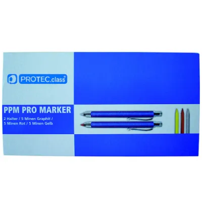 Protec.class PRO Marker Set 247225 | Tieflochmarker & Allesschreiber | für Holz, Beton, Fliesen, Metall | inkl. Spitzer