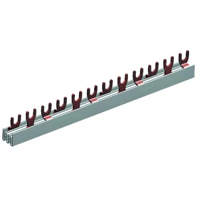 PROTEC Phasenschiene PPS210312GO | 3-polig | Gabelausführung | 210mm | 100A | Sammelschiene Installation | grau | ABS
