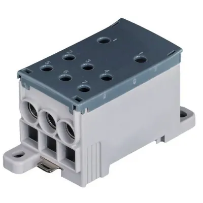 PROTEC.CLASS Phasenverteilungsblock PPVB 1606 | 160A | DIN-Tragschiene | Messing verzinnt | IP20 | Klappdeckel | 1000V