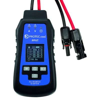 PROTEC.CLASS Solarpanel Tester PPVT | Präzisionsmessgerät Photovoltaik 5–800W | MPPT | 12–60V | 0–30A | MC4 | OLED