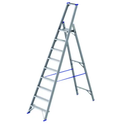 PROTEC.CLASS Stehleiter PSB15 1x5 | Stufenstehleiter mit Bügel | rutschfeste Gummifüße | extra breite Stufen | 2,06m