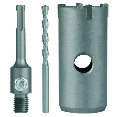 PROTEC.CLASS Schlagbohrkronen-Set PSBKS-68 | 68 mm | SDS-Plus | Hartmetall | Beton Stein | inkl. Zentrierbohrer