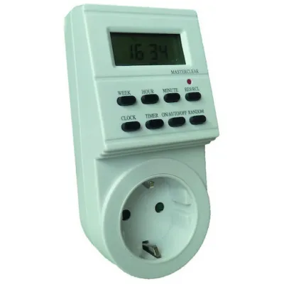 PROTEC Steckdosen-Zeitschaltuhr digital PSDUD20 | programmierbar | LCD-Anzeige | IP20 | 16A | Schuko | Kinderschutz