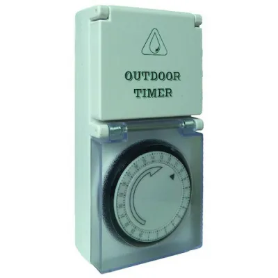 PROTEC Steckdosen-Zeitschaltuhr mechanisch PSDUM44 | IP44 spritzwassergeschützt | 24h Timer | Außen | 3.500W | weiß