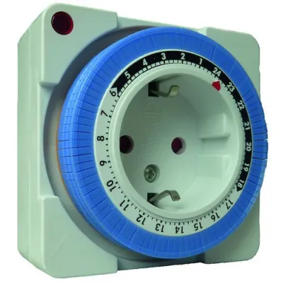 PROTEC.CLASS Steckdosen-Zeitschaltuhr PSDUMT20 | mechanisch Timer IP20 | 24h-Programm | 3500W | Berührungsschutz | weiß