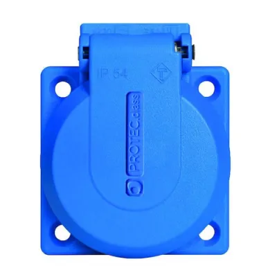 PROTEC.CLASS Einbausteckdose PSES 54 | SCHUKO | 16A | 250V | IP54 | UV-beständig | blau | 2P+PE | PA-Gehäuse