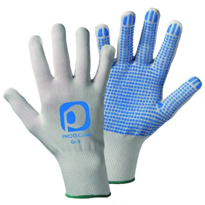 PROTEC.CLASS Strickhandschuh PSH8 | Feinstrickhandschuh Nylon | Vinyl-Punkte | Größe 8 | atmungsaktiv | blau