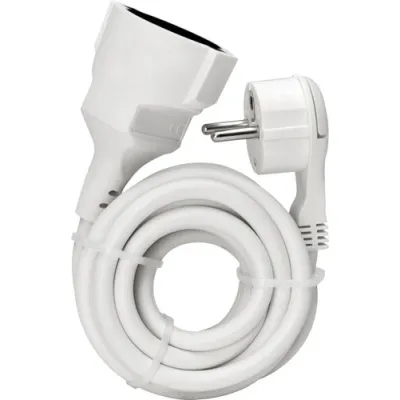Protec.class Verlängerungskabel PSKFL5W 5m | Schutzkontakt-Flachstecker | H05VV-F 3G1,5 | PVC | Berührungsschutz | weiß