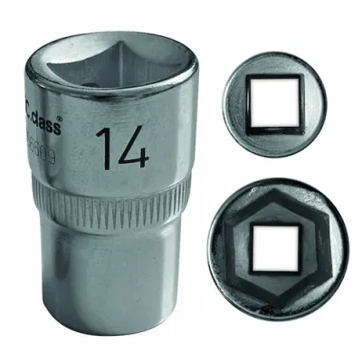 PROTEC.CLASS Steckschlüsseleinsatz PSSL14 1/2" | 6-kant 14mm | Chrom-Vanadium | verchromt poliert | 40 mm Länge