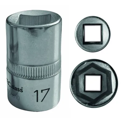 PROTEC.CLASS Steckschlüsseleinsatz PSSL17 | 1/2 Zoll | 6-kant | 17mm | Chrom-Vanadium | verchromt poliert | 40mm