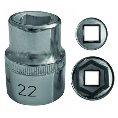 PROTEC.CLASS Steckschlüsseleinsatz PSSL22 1/2" 22mm | Sechskant | Chrom-Vanadium | Länge 40mm | DIN 3120/3124 | poliert
