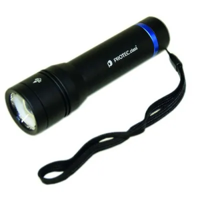 PROTEC.CLASS Taschenlampe PTL MAX | 450 Lumen LED | stufenlos fokussierbar | 6 Modi | bruchsicher | IP6X/IPX6 | schwarz