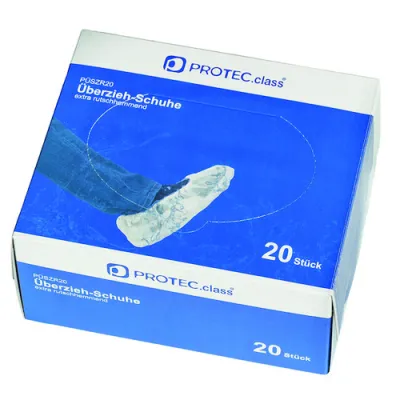 PROTEC.CLASS Überziehschuh PÜZSR20 | Einweg Überschuhe | rutschhemmend | Universalgröße | Polyethylen | 20 Stück | weiß