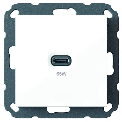 PROTEC.CLASS USB-C Unterputzlader PUSBL65 | Schnellladegerät 65W | Unterputzeinsatz 55x55 mm | Power Delivery | Weiß