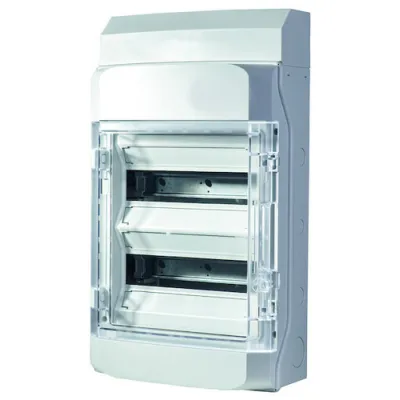 PROTEC.CLASS AP-Verteiler PV224FR 24TE | Aufputz IP65 | 2-reihig | Halogenfrei | Transparente Tür | Plombierbar | Grau