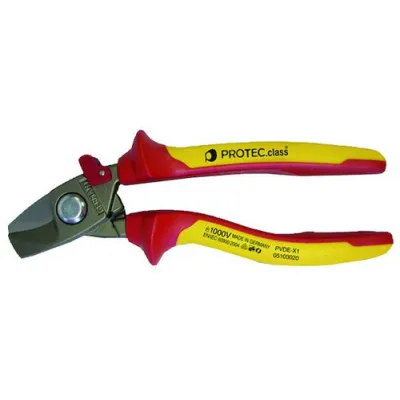 PROTEC.CLASS Kabelschere PVDE-X1 180mm geschraubt | VDE-geprüft 1000V | 2K-Griff | gebogener Kopf | poliert