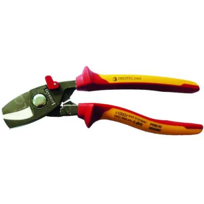 PROTEC.CLASS Kabelschere PVDE-X2 220mm | VDE-geprüft 1000V | 2K-Griff | Abgleitschutz | gebogener Kopf | geschraubt