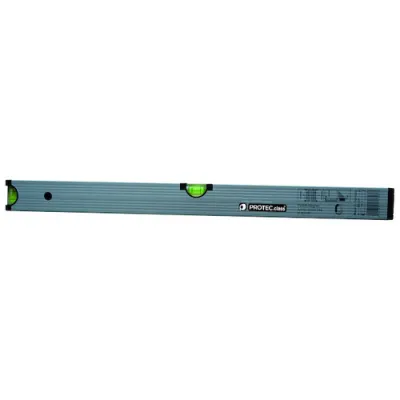 PROTEC.CLASS Wasserwaage PWM6 Magnet 60cm | Aluminium gerillt | Kopflibelle | 2 Libellen | Stoßdämpfung | silber