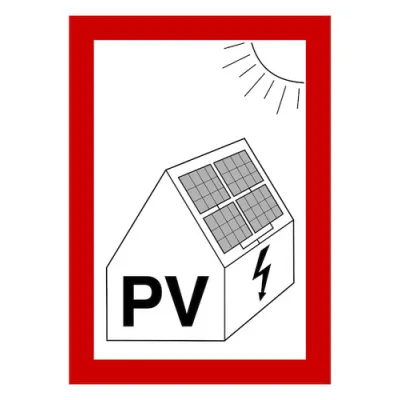 PROTEC.CLASS Brandschutzzeichen PWZPV1 PV-Anlage Aufkleber | 105x148 mm | permanent haftend | PVC | DIN 4066 | Signalrot
